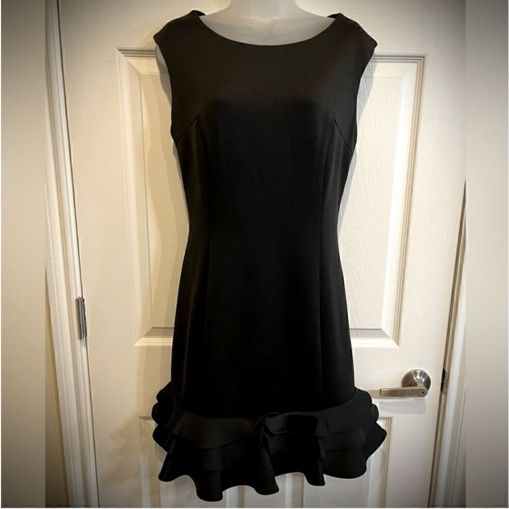 Donna Ricco Ruffle-Hem Sheath Dress